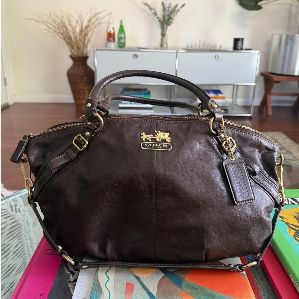 Coach Madison Maggie Brown Leather Y2K Handbag